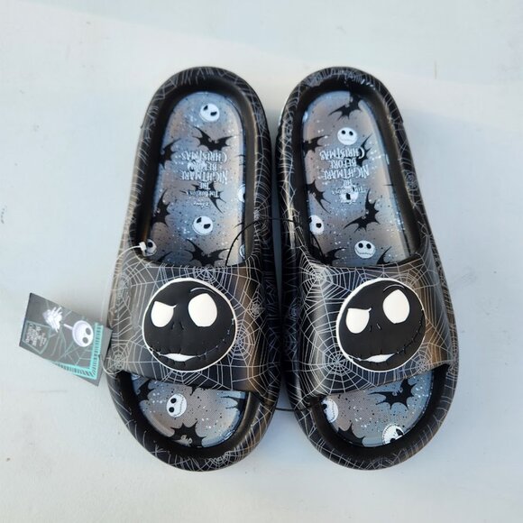 NEW Nightmare Before Christmas Men's Size 11 Sandals Slides Slippers Black White - Picture 3 of 16
